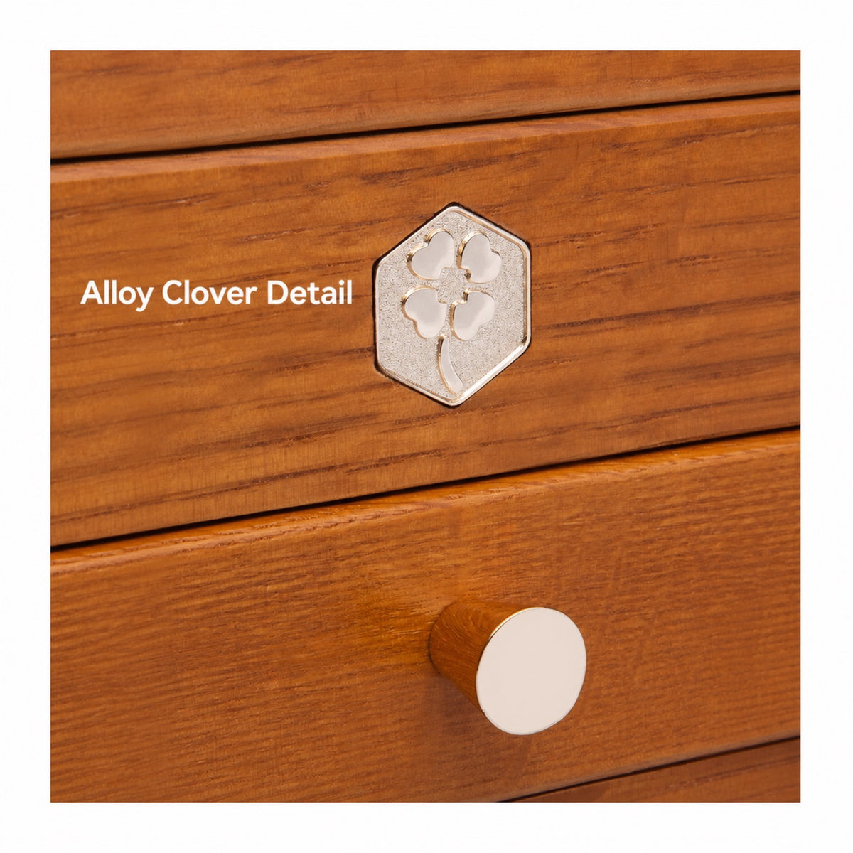 Decorative clover medallion and round drawer pull