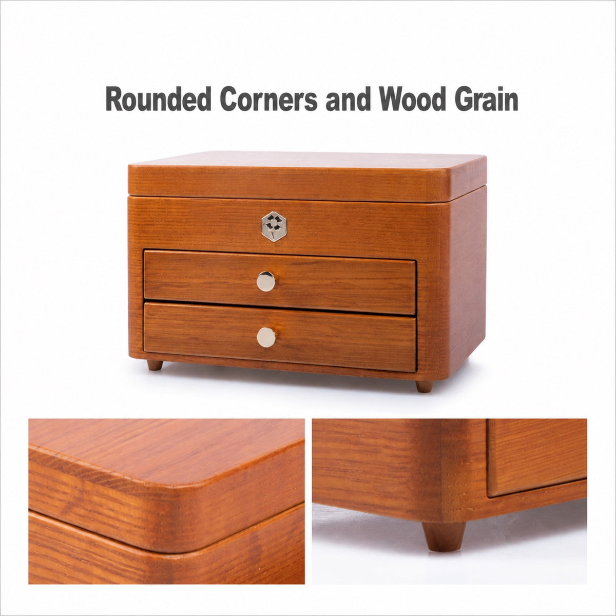 Jewelry box rounded corners and wood grain details