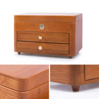 Closed three-tier jewelry box and corner details