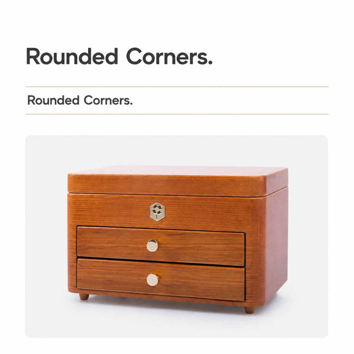 Rounded corners on a closed three-tier jewelry box